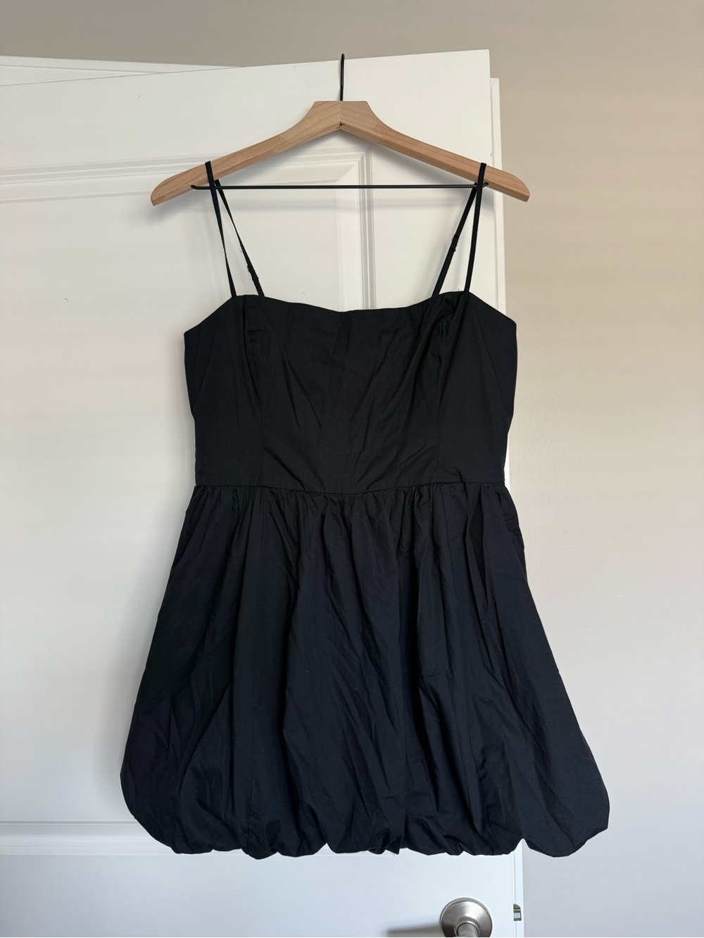 Abercrombie & Fitch Black Spaghetti-Strap Bubble Hem Mini Dress